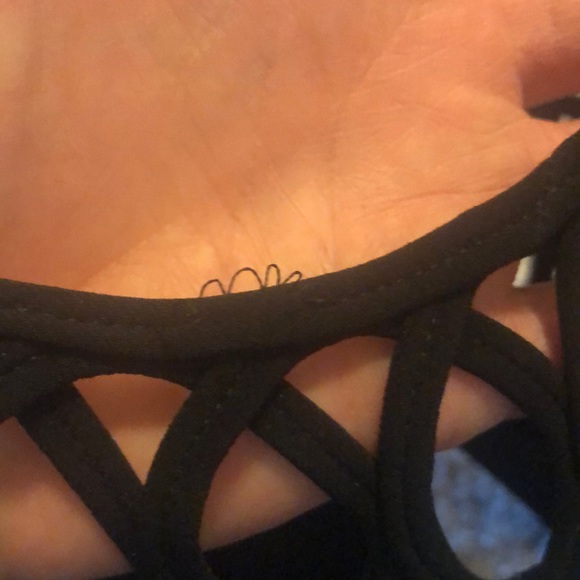 Black Tunic Top, Scalloped Neckline, Small - Picture 3 of 7